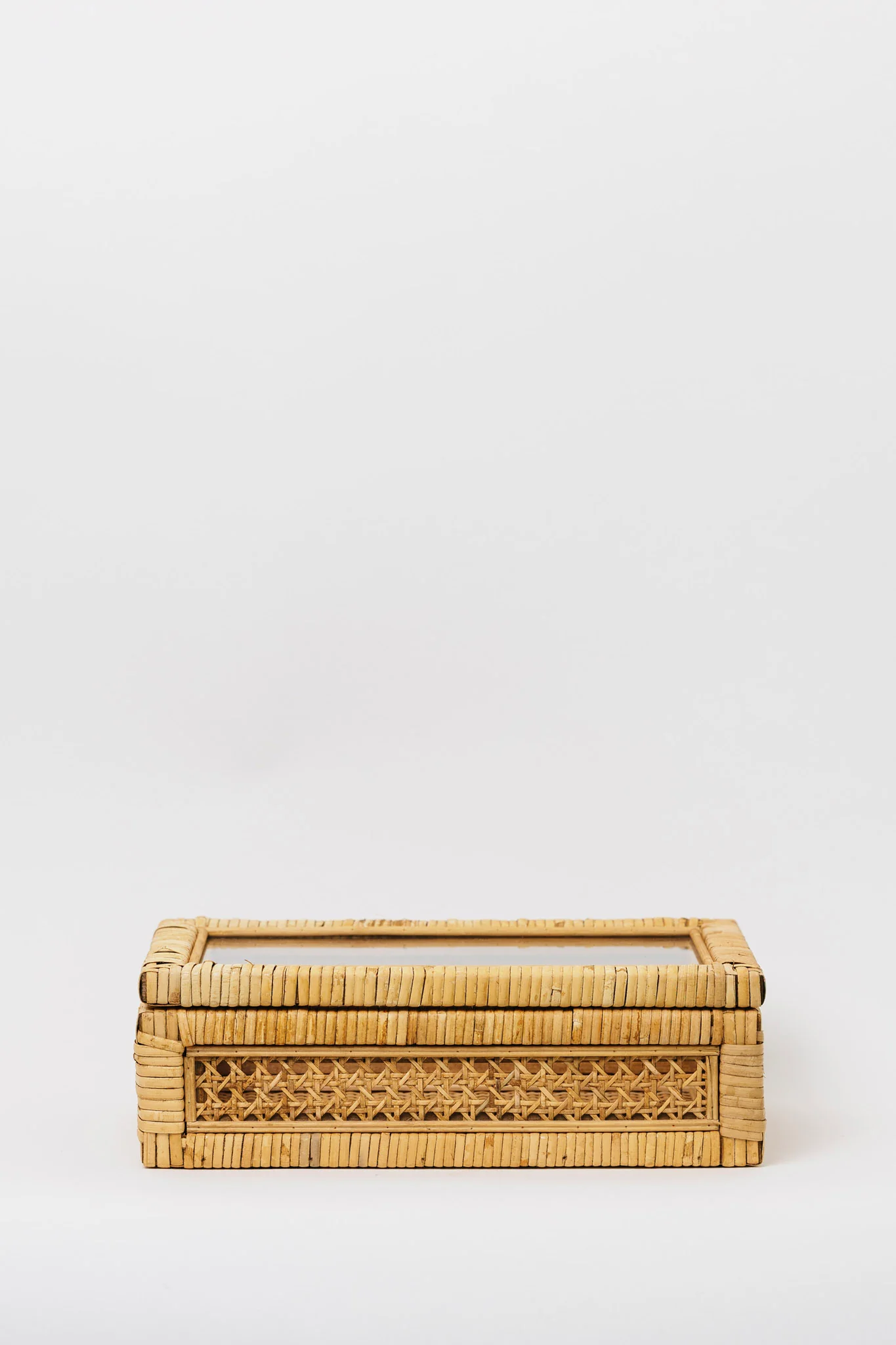 Tulum Rattan + Wood Display Box w Glass Lid - 2 Sizes - Image 4