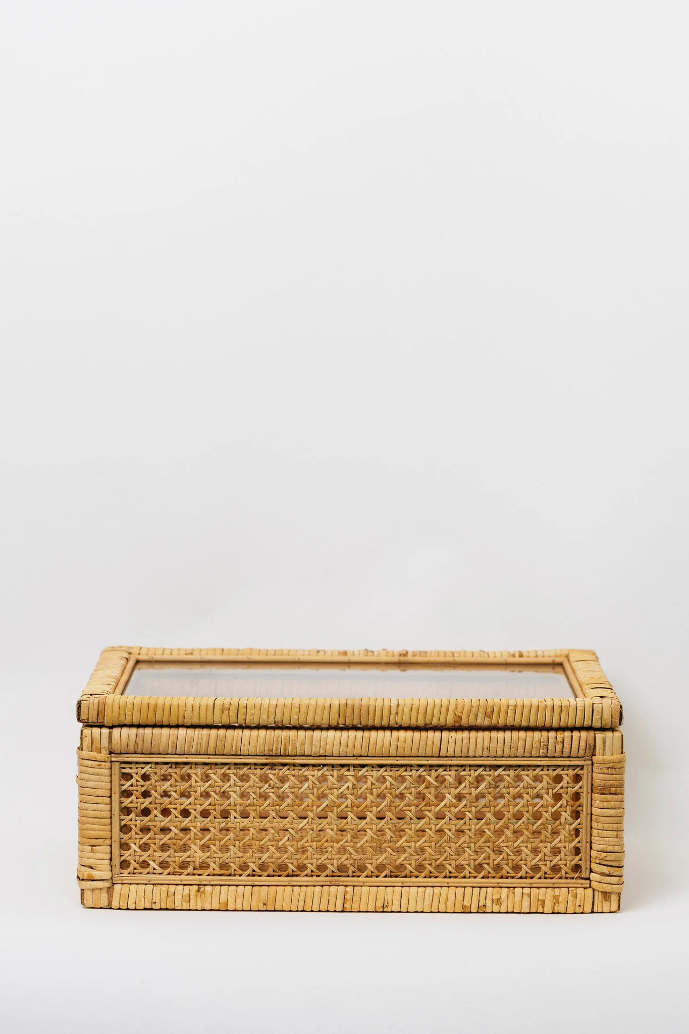 Tulum Rattan + Wood Display Box w Glass Lid - 2 Sizes - Image 5